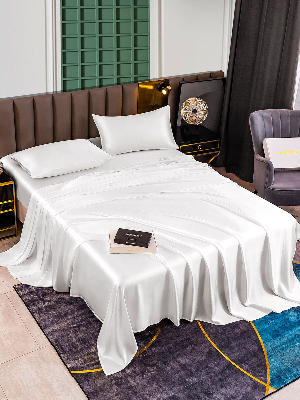 [Hvit] SilkSilky-NO 25Momme Bedding Set 002