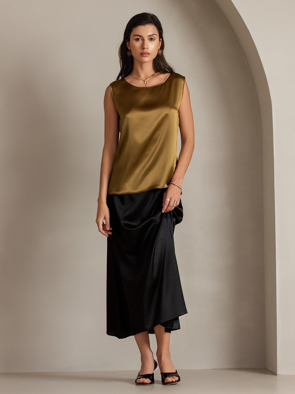 [Brun] SilkSilky-NO 19Momme Silke Camisoles 001