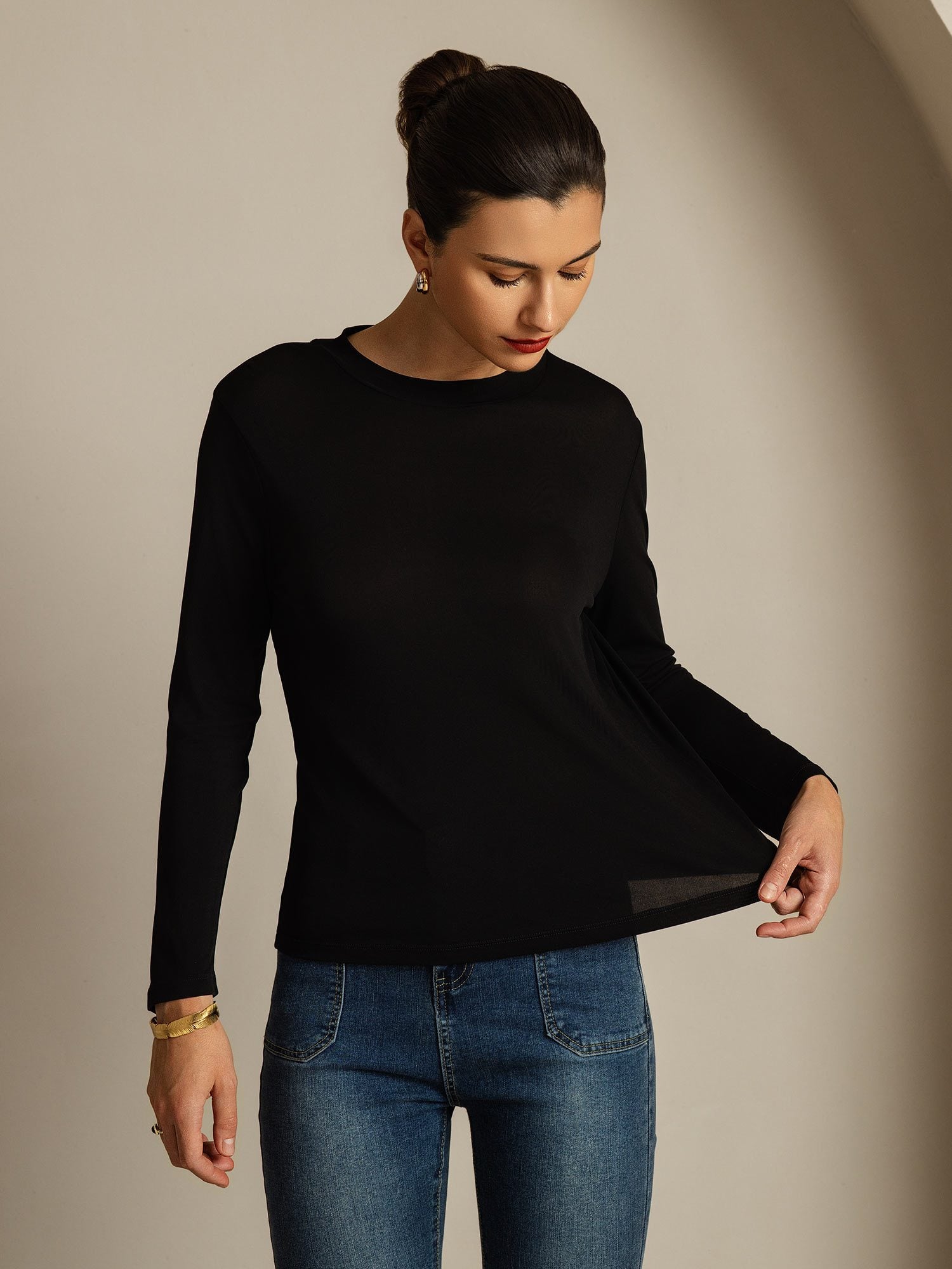 [Svart] SilkSilky-NO Silke Womens T-Shirt 003