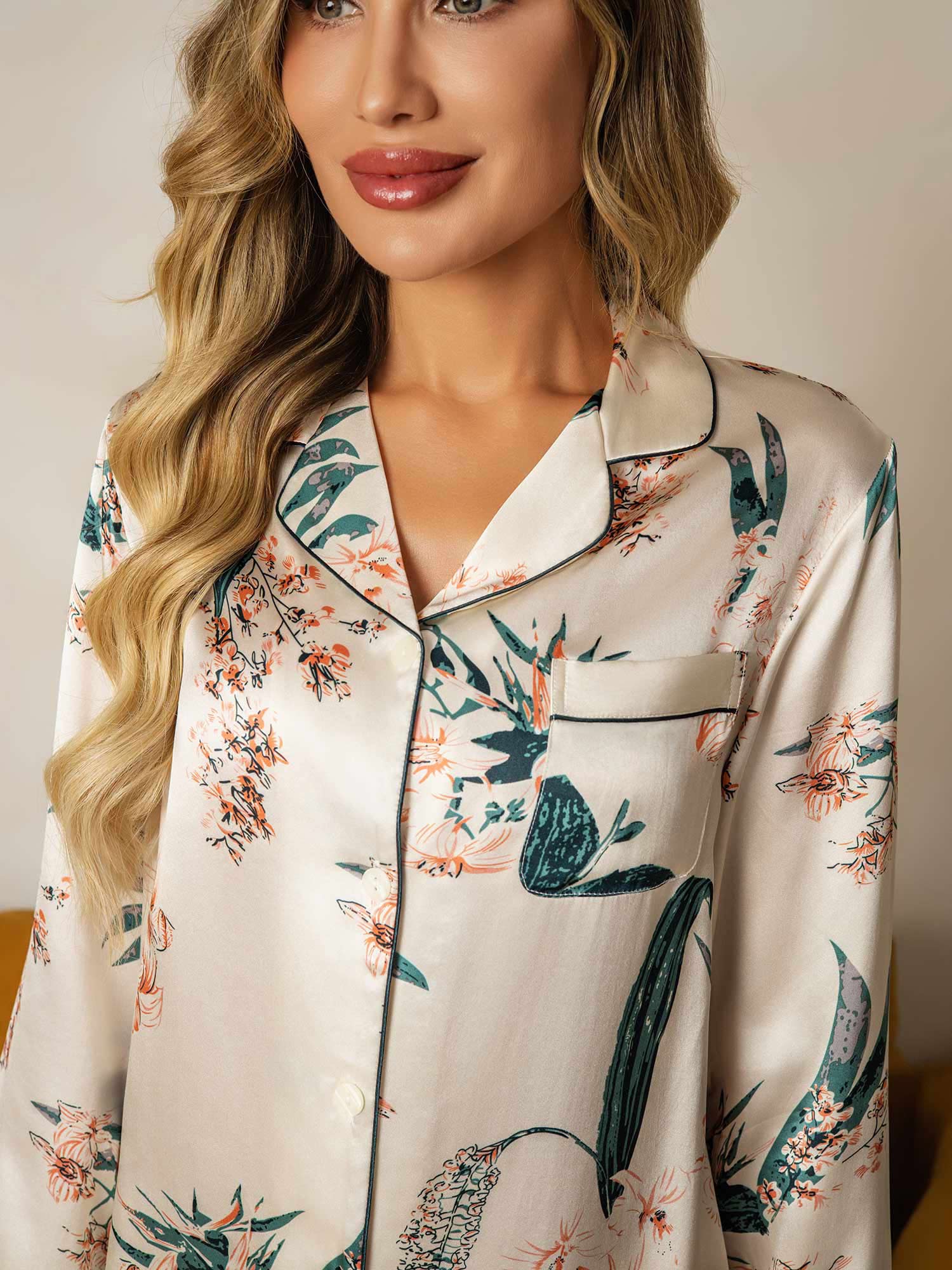 [Tropisk Jungel] SilkSilky-NO Womens Pajamas 007,