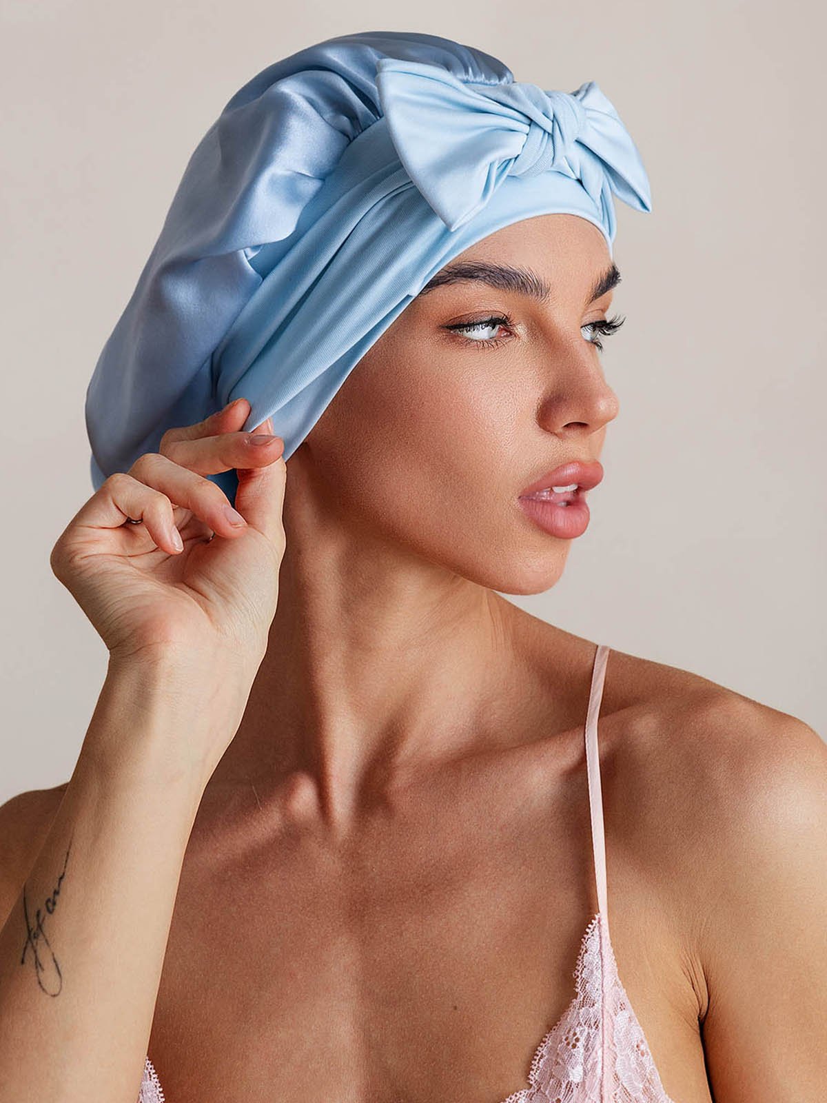 SilkSilky-NO Silke Sleep Cap Himmelblå 003