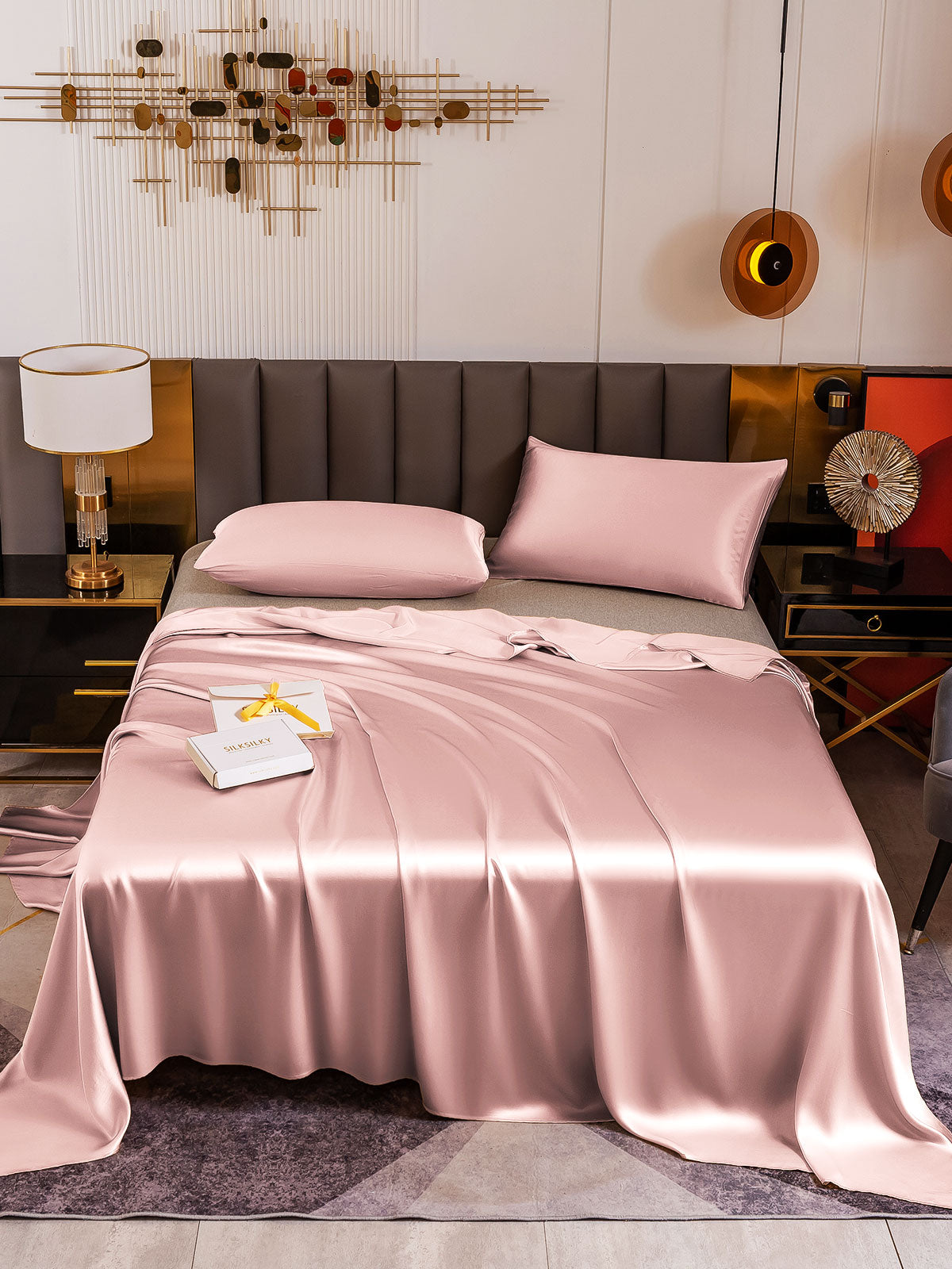 [Blek Mauve] SilkSilky-NO 19Momme Bedding Set 002