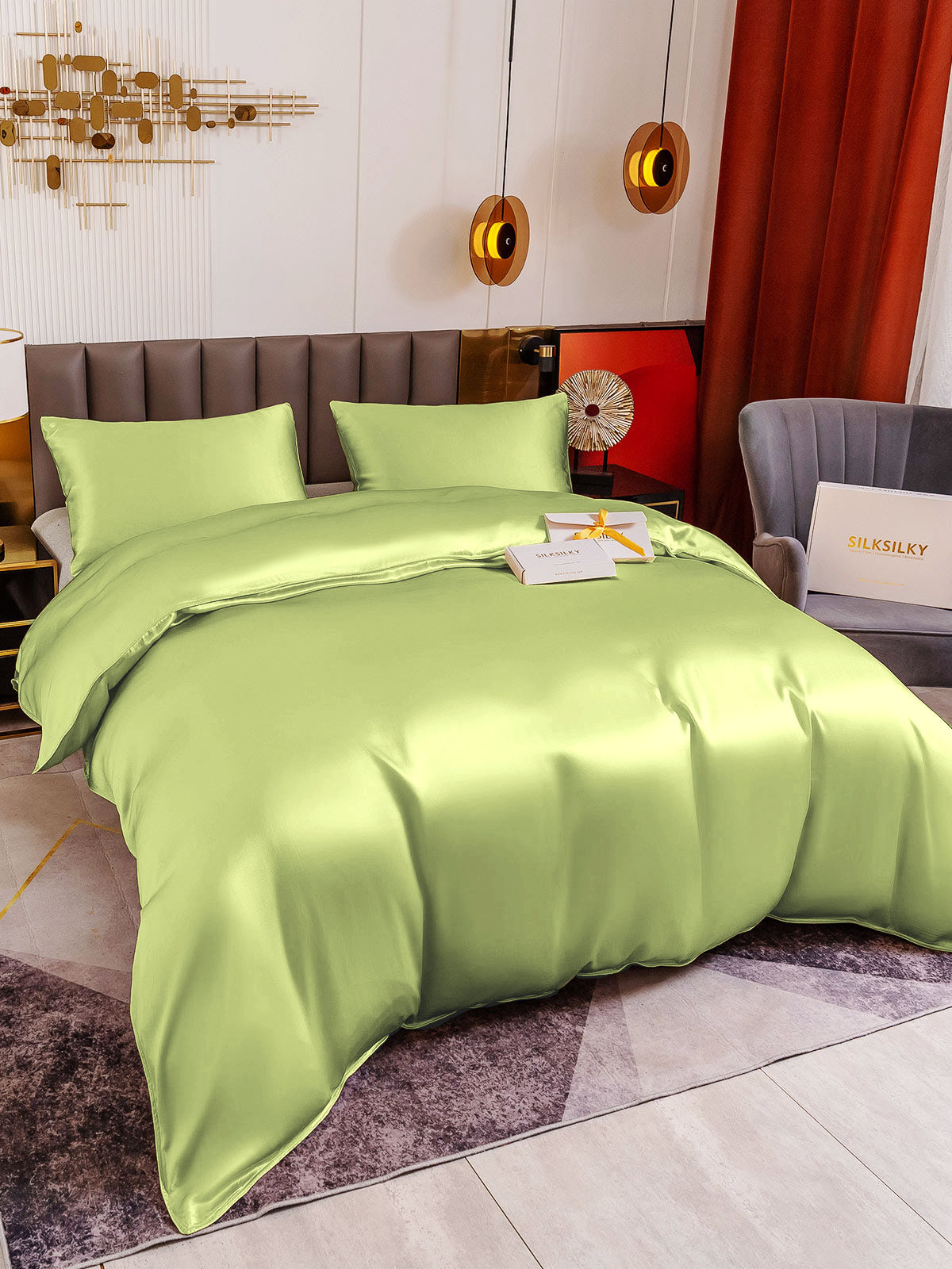 [Mintgrønn] SilkSilky-NO 19Momme Bedding Set 003