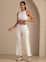 [Hvit] SilkSilky-NO Sleeveless Crew Neck Women's Outfit Sets 003