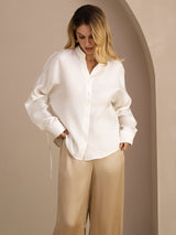 [Hvit] SilkSilky-NO Long Sleeve Blouse 001