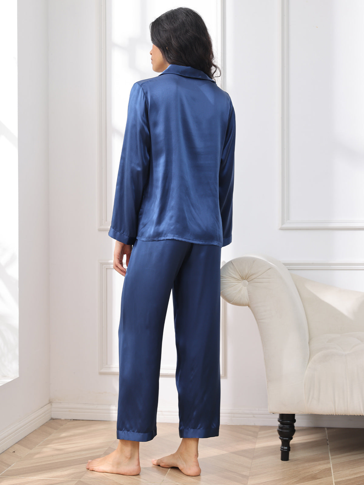 [Mørke blå] SilkSilky-NO Womens Pajamas 002,