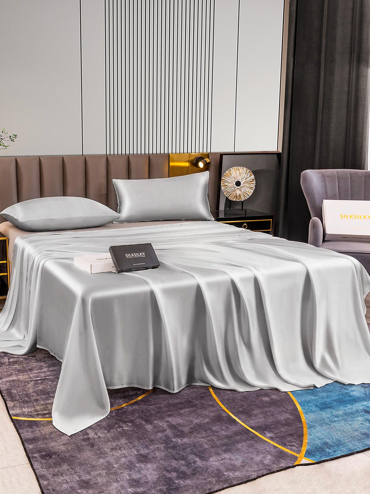 [Sølv] SilkSilky-NO 22Momme Bedding Set 003