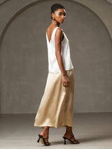 [Hvit] SilkSilky-NO Sleeveless V Neck Camisole Topp 003