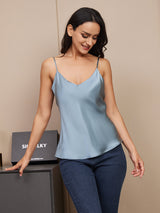 [Gråblå] SilkSilky-NO Spaghetti Strap V Neck Camisole Topp 004