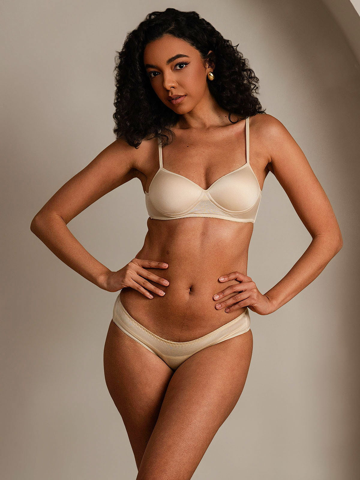 SilkSilky-NO Bra&Panty Set Beige 003