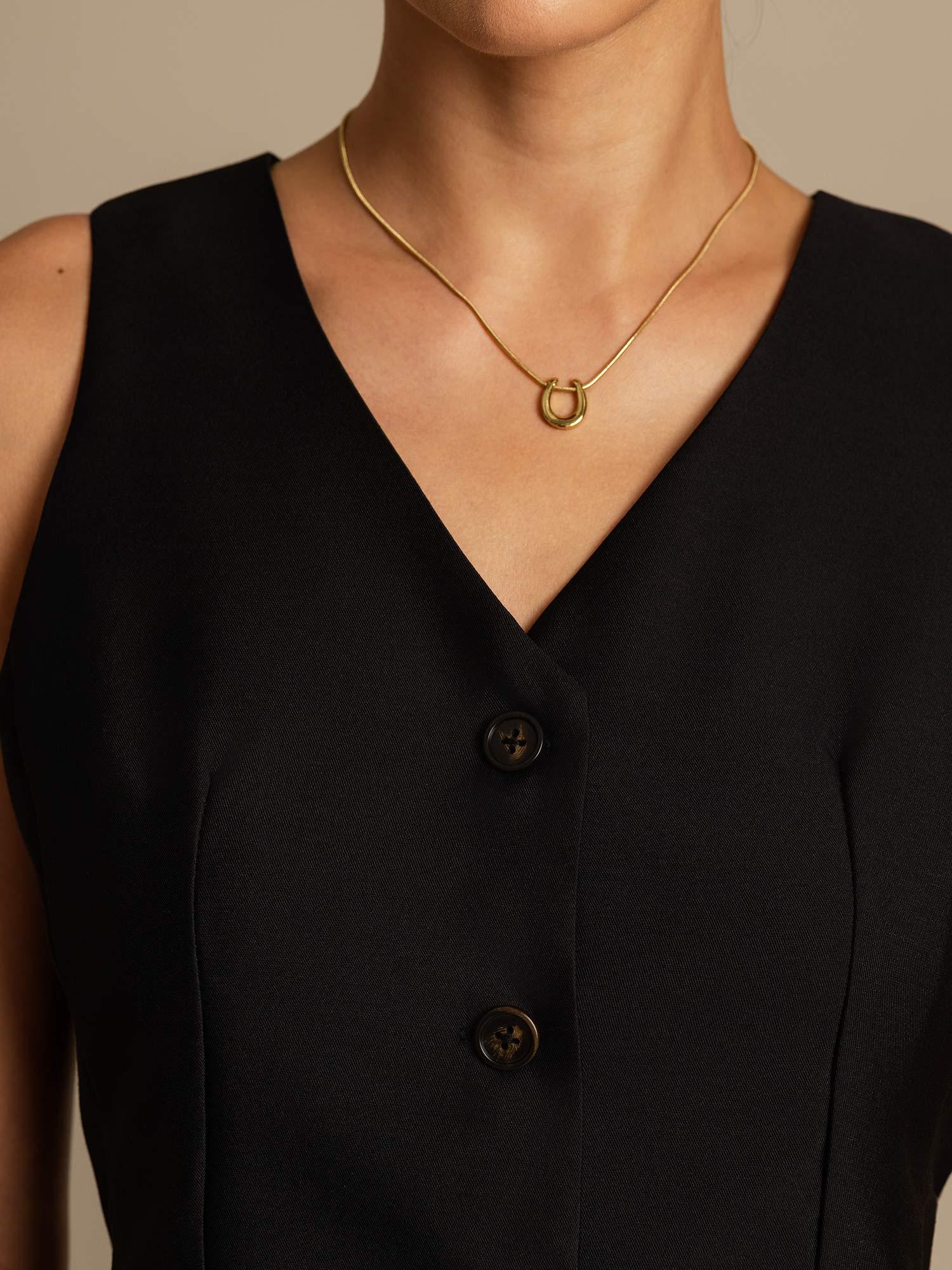 [Svart] SilkSilky-NO 32Momme Silk-Wool Blend Womens Vest 004,