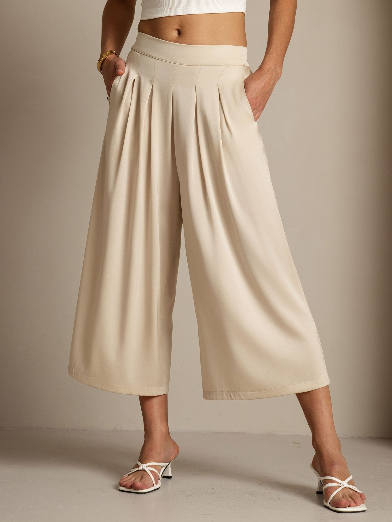 [Beige] SilkSilky-NO 19Momme Silke Womens Pants 001