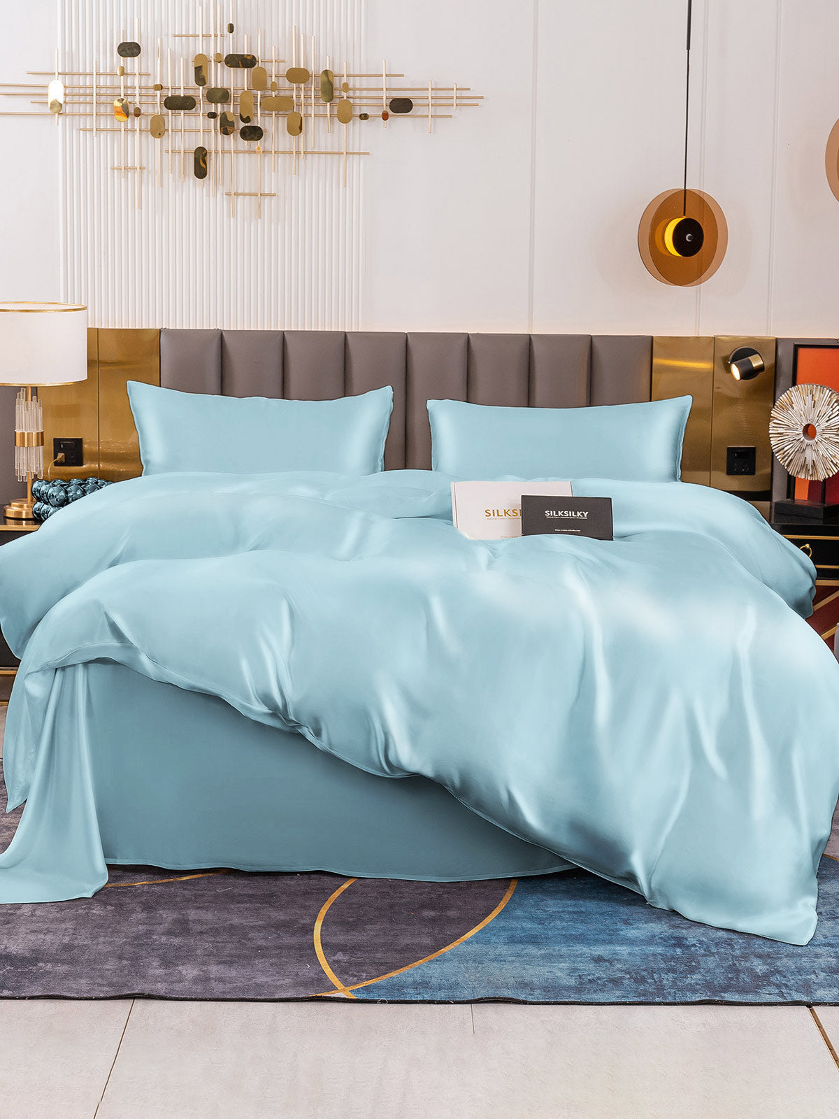 [Lyse Blå] SilkSilky-NO 19Momme Bedding Set 003