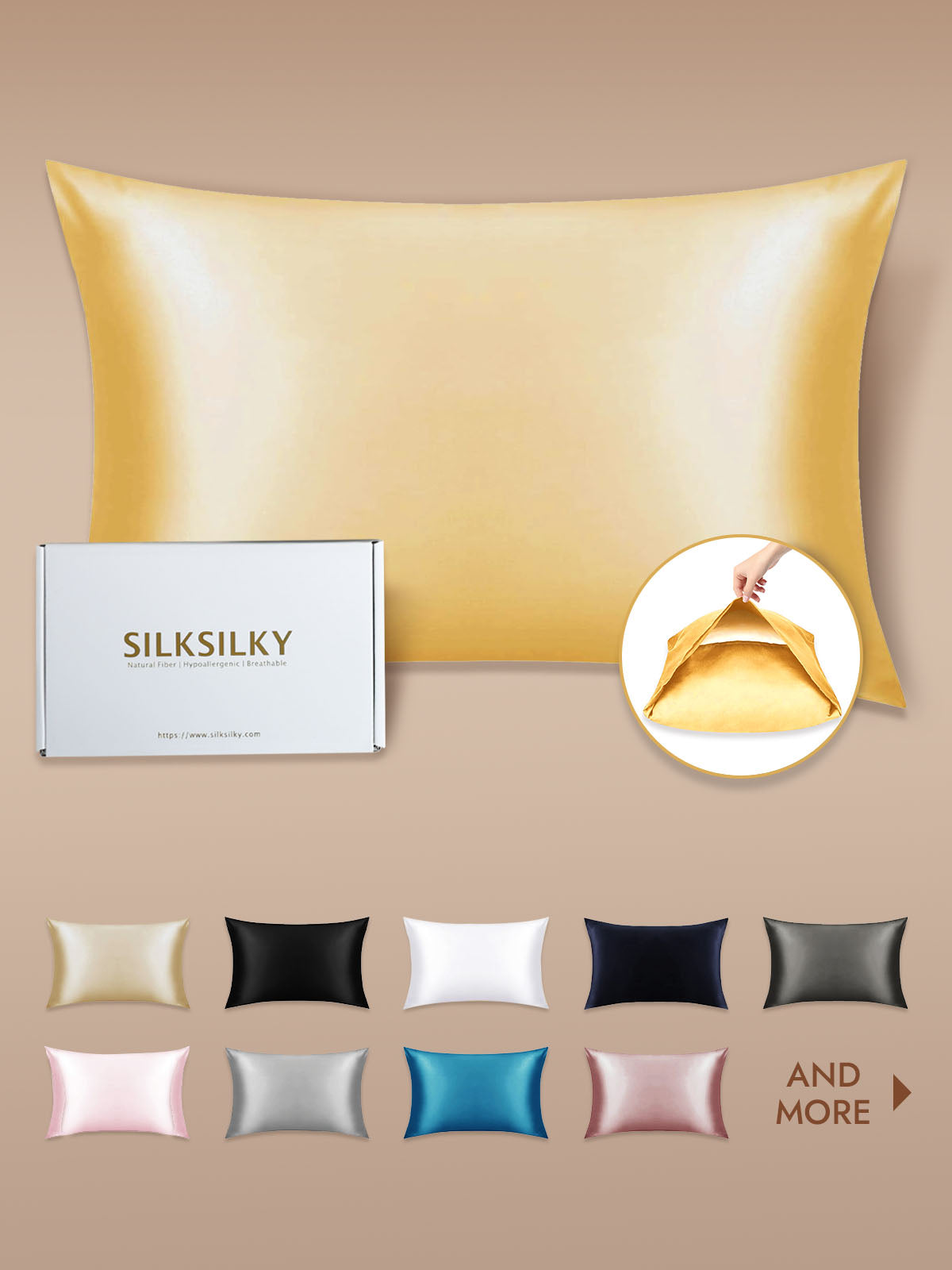 [Champagne] SilkSilky-NO 22Momme Pillowcase 001