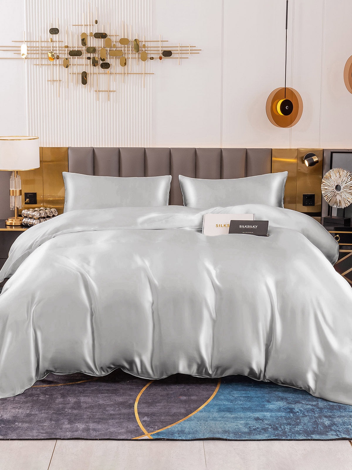 [Sølv] SilkSilky-NO 19Momme Bedding Set 001