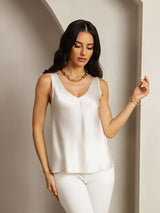 [Lysegrå] SilkSilky-NO Sleeveless V Neck Camisole Topp 006