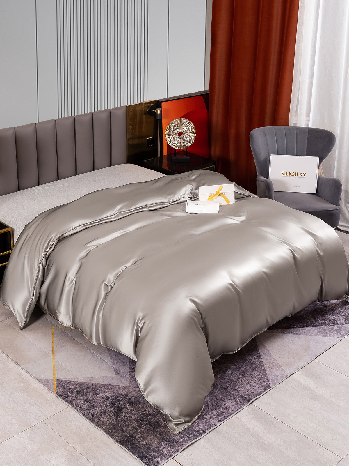 [Grå] SilkSilky-NO 22Momme Duvet Cover 002