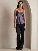 [Lilla Grå] SilkSilky-NO Spaghetti Strap V Neck Camisole Topp 003