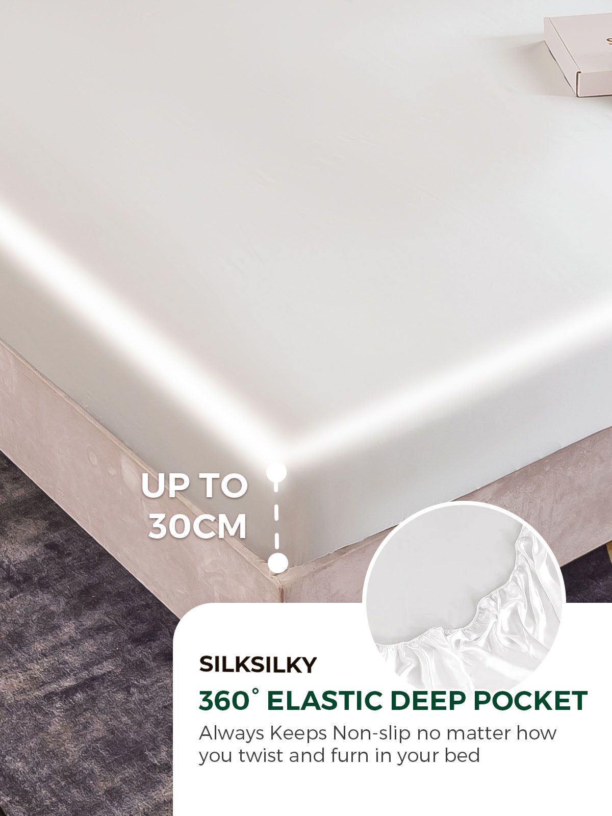 [Hvit] SilkSilky-NO 19Momme Pure Silk Bedding Set 004