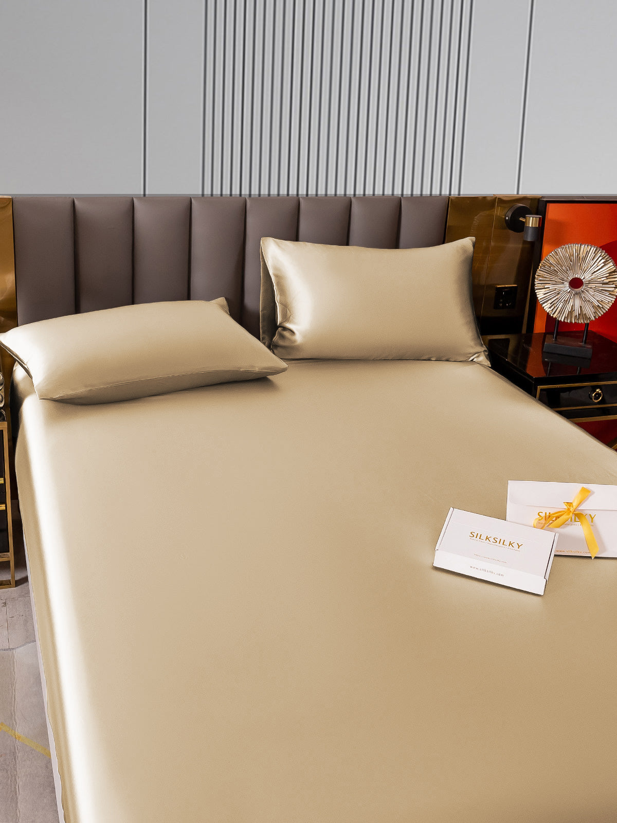[Beige] SilkSilky-NO 22Momme Bedding Set 005