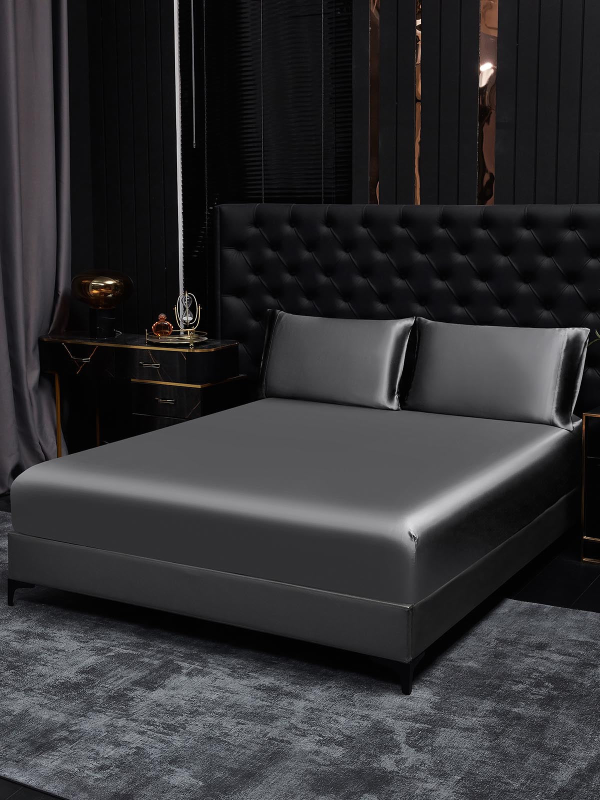 [Mørkegrå] SilkSilky-NO 19Momme Bedding Set 001