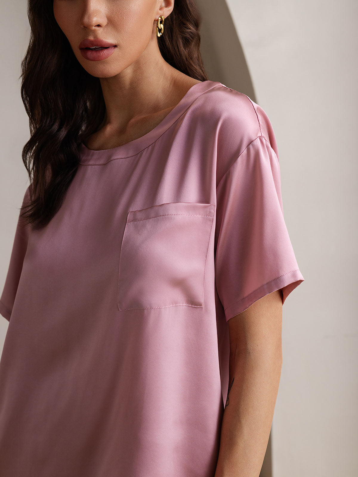 [Blek Mauve] SilkSilky-NO Pure Silk Womens Pajamas 009