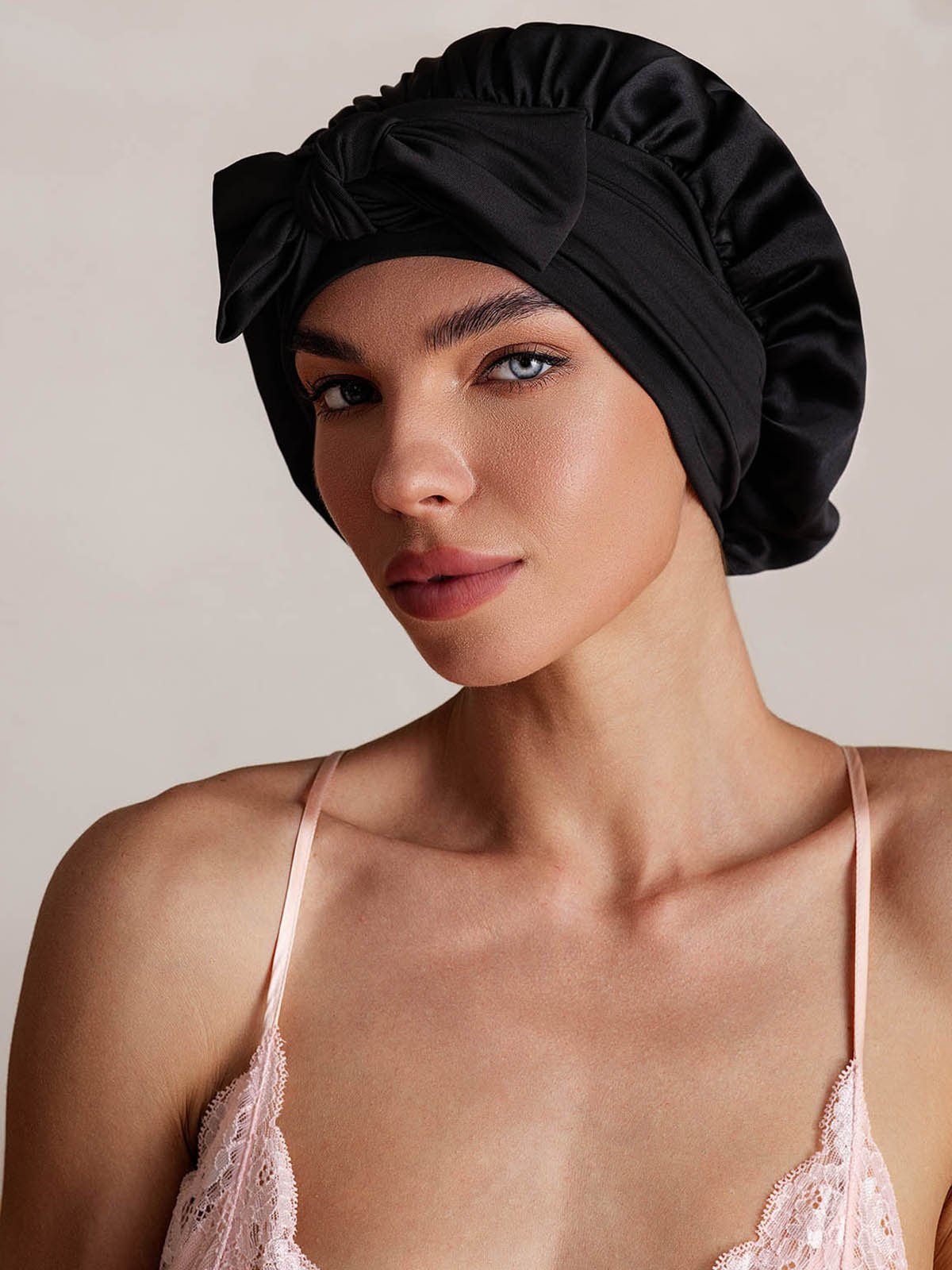 SilkSilky-NO Silke Sleep Cap Svart 003