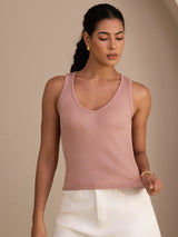 [Rosa] SilkSilky-NO Sleeveless Deep V Neck Camisole Topp 003