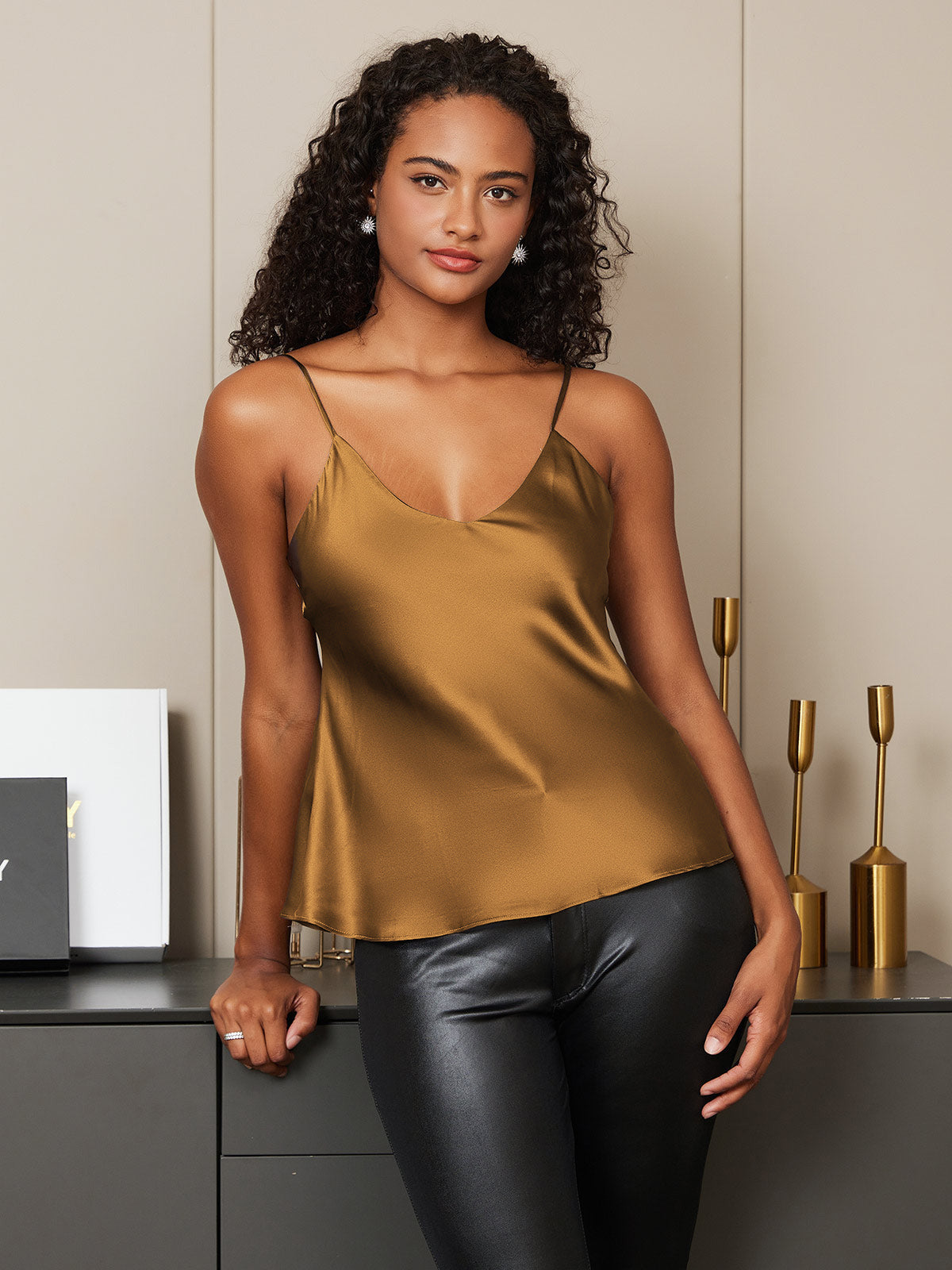 [Kaffe] SilkSilky-NO V-Hals Camisole Topp 005