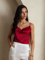 [Vin] SilkSilky-NO Spaghetti Strap Cowl Neck Camisole Topp 003