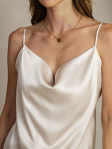 [Lysegrå] SilkSilky-NO Spaghetti Strap Cowl Neck Camisole Topp 006