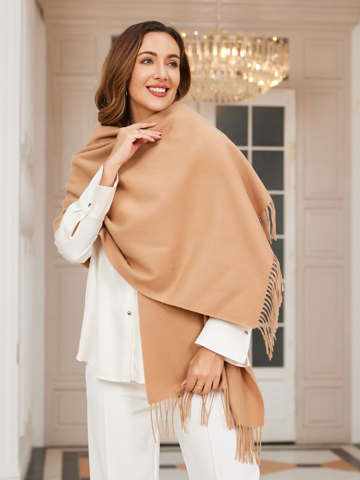 [Tan] SilkSilky-NO Ull Scarf 001