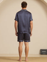 [Marine Kjede] SilkSilky-NO Short Sleeve Lapel Collar Pyjamas for menn 002