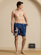 [Mørke blå] SilkSilky-NO 19Momme Mens Sleep Bottoms 007