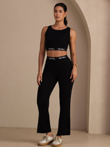 [Svart] SilkSilky-NO Sleeveless Crew Neck Women's Outfit Sets 001