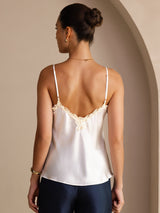 [Hvit] SilkSilky-NO Spaghetti Strap V Neck Camisole Topp 002
