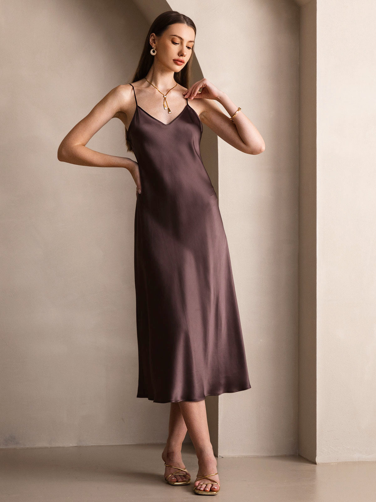 [Kaffe] SilkSilky-NO Pure Silk Sleeveless Round Neck Kjole 006