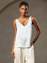 [Lyse Blå] SilkSilky-NO Sleeveless V Neck Camisole Topp 001