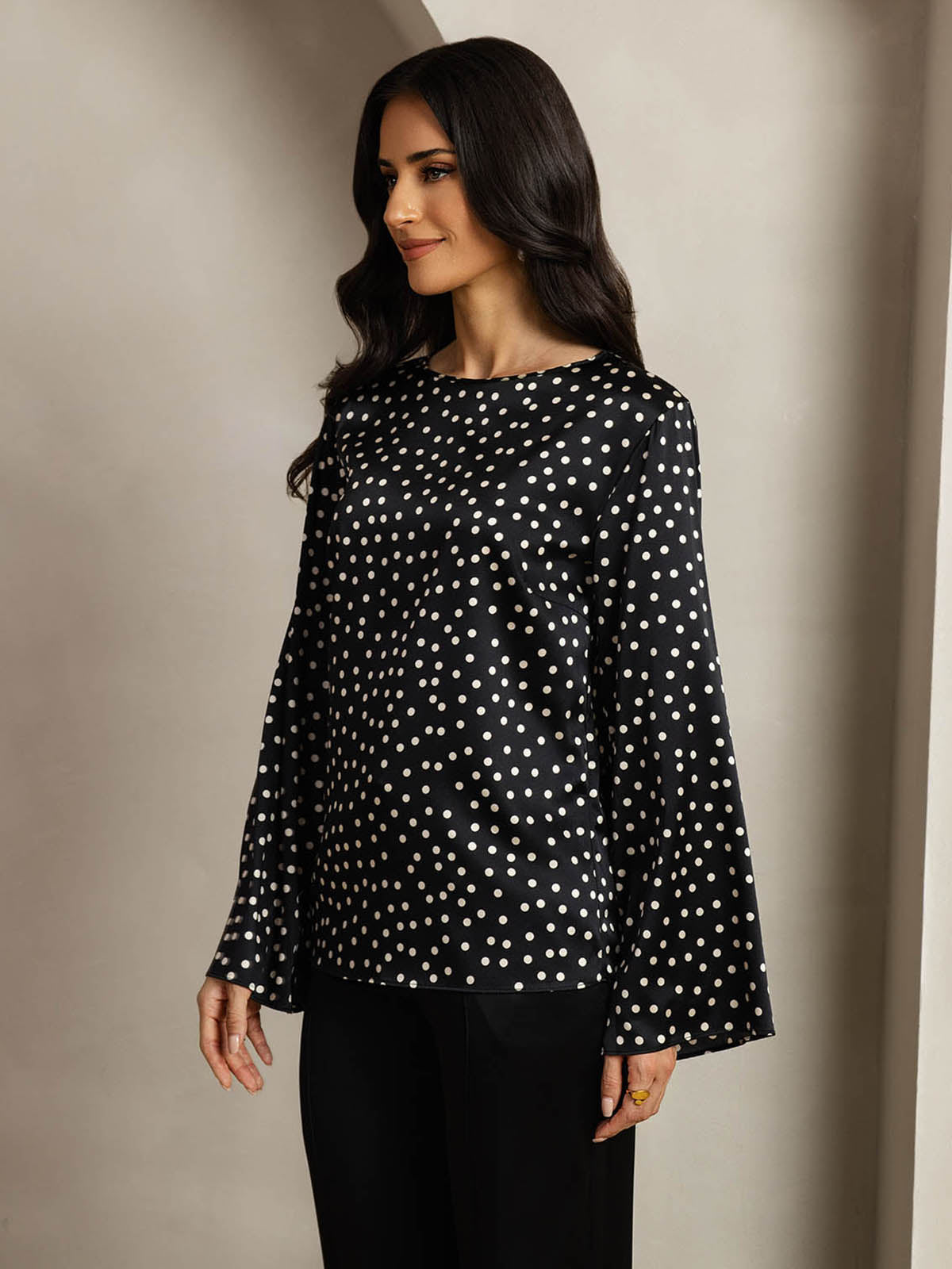 [Prikkete] SilkSilky-NO 19Momme Silke Womens T-Shirt 004