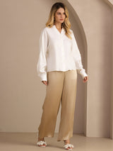[Hvit] SilkSilky-NO Long Sleeve Blouse 006