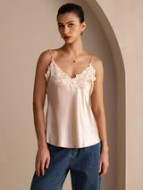 [Rosa] SilkSilky-NO Spaghetti Strap V Neck Camisole Topp 003