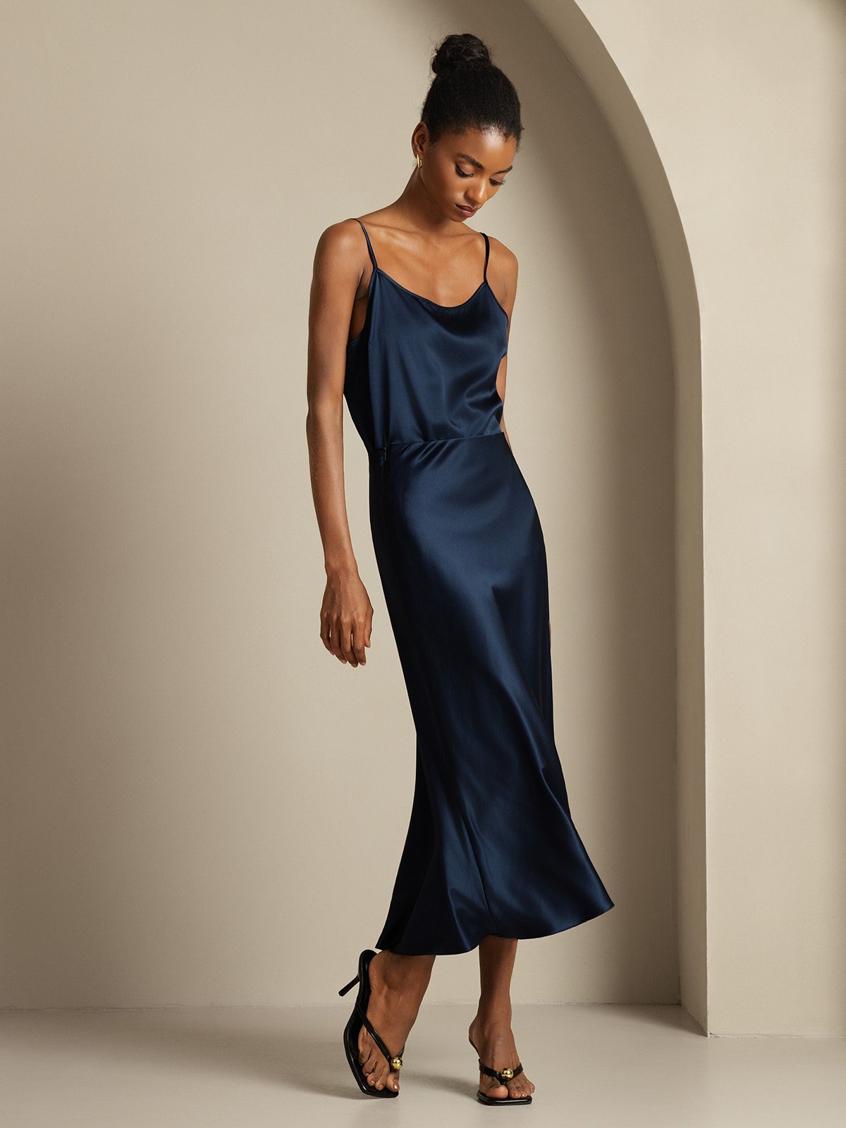 [Mørke blå] SilkSilky-NO 19Momme Silke Womens Outfit Sets 001,