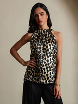 [Leopard] SilkSilky-NO 19Momme Silke Womens T-Shirt 003,
