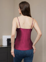 [Fuchsia] SilkSilky-NO Spaghetti Strap V Neck Camisole Topp 002