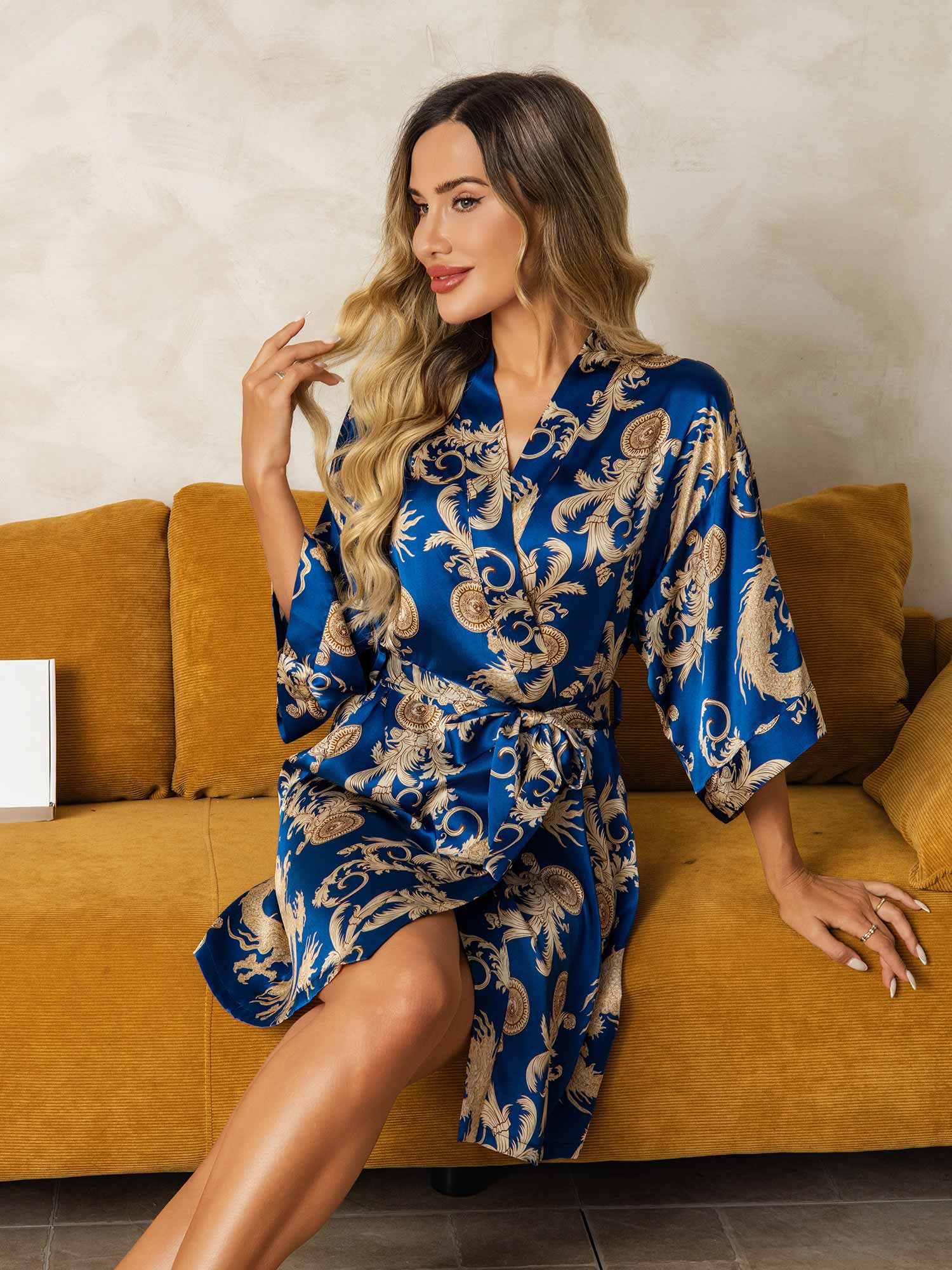 [Navy Drage] SilkSilky-NO Womens Robe 004