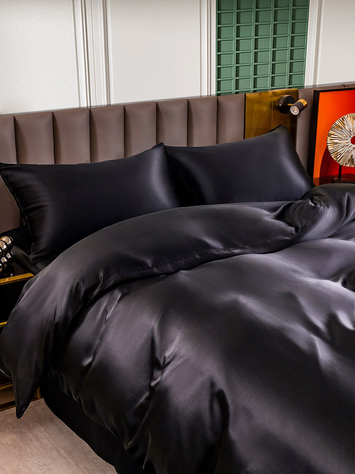 [Svart] SilkSilky-NO 25Momme Bedding Set 004