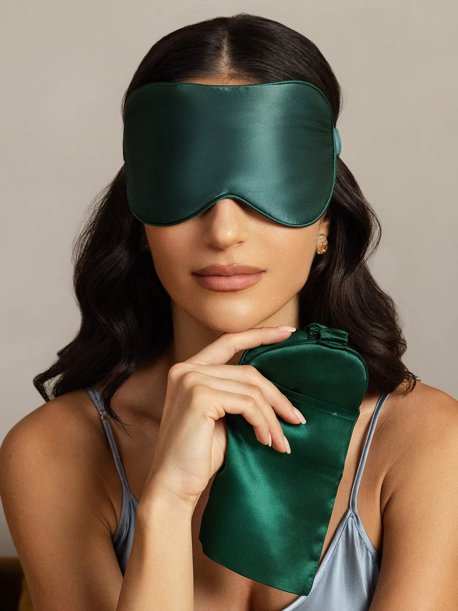 [MørkGrønn] SilkSilky-NO Silke Eye Mask 006