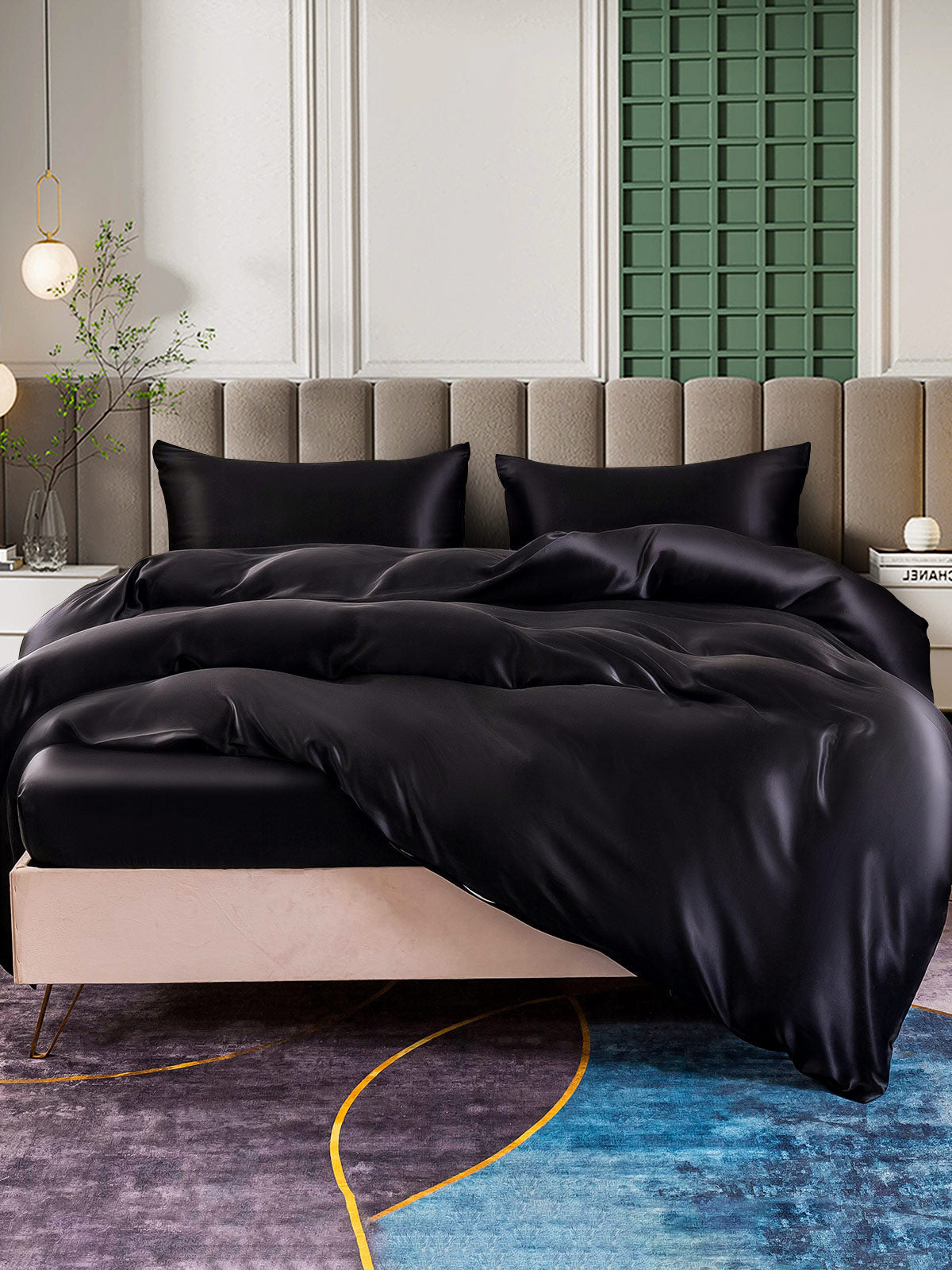[Svart] SilkSilky-NO 25Momme Bedding Set 006