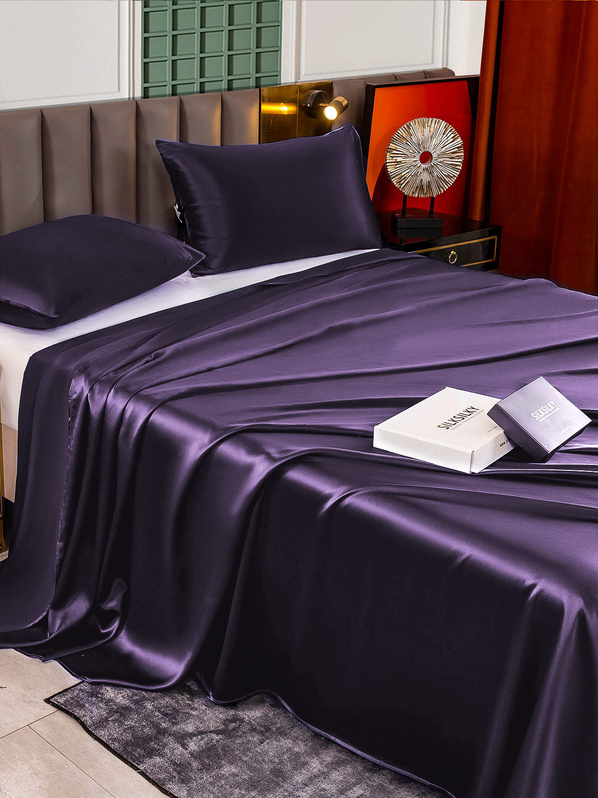 [Mørklilla] SilkSilky-NO 25Momme Bedding Set 004