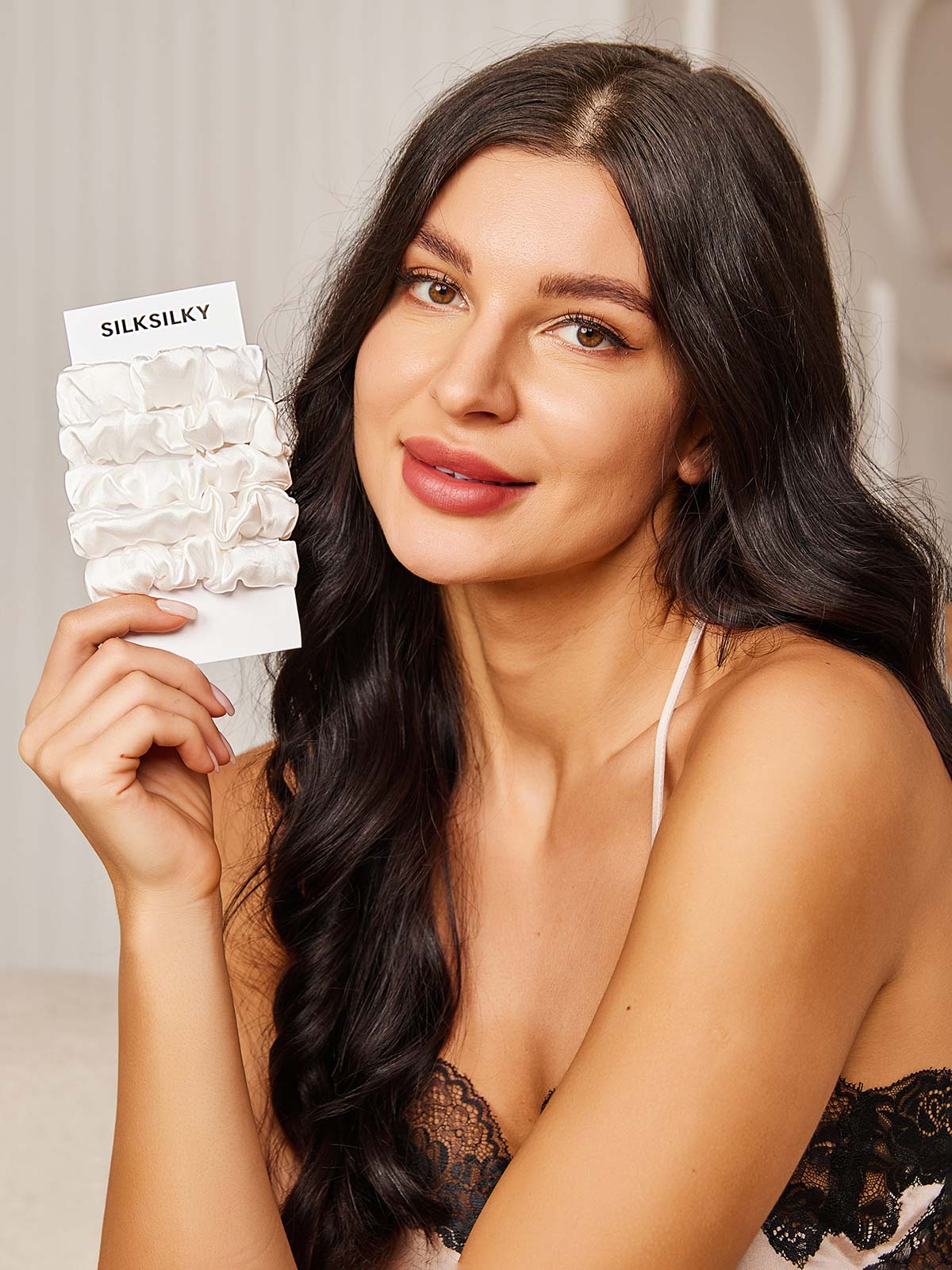 [Hvit] SilkSilky-NO 19Momme Scrunchie 001